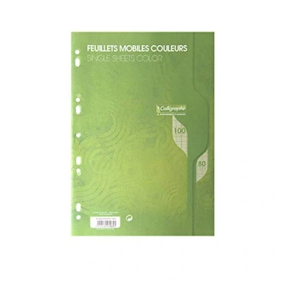 Abbildung von Clairefontaine 7965C Packung mit 50 Ringbucheinlagen Calligraphe DIN A4 21x29,7 cm, 80g, französische Lineatur, Grün, 1 Pack