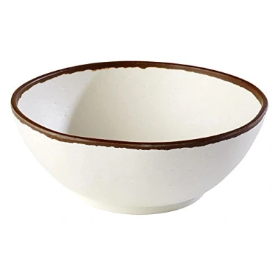 Abbildung von APS 84577 Schale CROCKER, Ø 21 cm, Höhe 8 1,45 Liter, Melamin, creme mit braunem Rand
