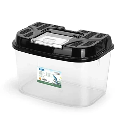 Abbildung von Nobleza Terrarium für Reptilien und Amphibien, Transparente Kunststoff Reptilienzucht Box Schildkröte Eidechse Spide Hornfrosch Käfer, Tragbarer Reptil Fütterungsbox, XL(34.8 * 22.1 21.6cm)