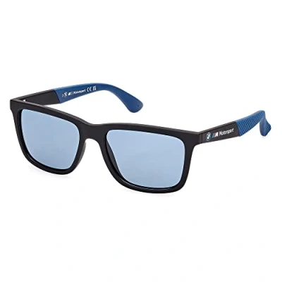 Abbildung von BWM M Motorsport BS0031 Herren Sonnenbrille, Leichte Freizeit Rechteckiges Brillenglas, Blau Polarisiertes Glas, Mattschwarz