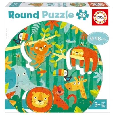 Abbildung von Educa Dschungel, 28 Teile Rund Puzzle für Kinder ab 3 Jahren, Tierpuzzle (18906)