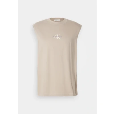 Abbildung von Calvin Klein Jeans Monologo Sleeveless TEE Top, Herren, Größe: XS, Aluminum