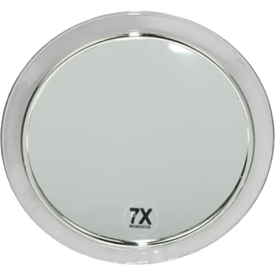 Abbildung von Make Up Spiegel mit 7 fach Vergrößerung: Premium Badezimmer Schminkspiegel 19cm rund Saugnapf, Acryl Makeup für zuhause und unterwegs, innen 15,5 cm von Fantasia