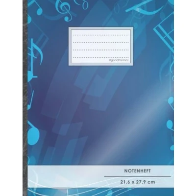 Abbildung von Notenheft: DIN A4 48 Seiten, 24 Blatt, 12 Systeme, „Dunkelblau“ Original #GoodMemos Schulheft Mit Inhaltsverzeichnis und Seitenzahlen, Noten Lineatur 14