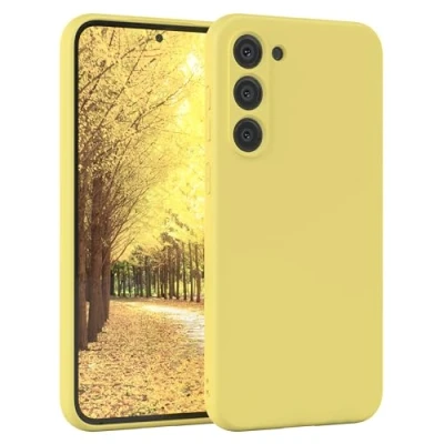 Abbildung von EAZY Case Silikonhülle für Samsung Galaxy S23 Plus Hülle Silikon Gelb weich stoßfeste Handyhülle Schutzhülle mit Kameraschutz Dünn Premium Schutz Cover TPU Bumper in Pastellgelb