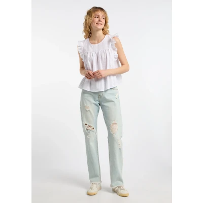 Abbildung von DREIMASTER Vintage Damen Bluse XL / Weiß 100% Baumwolle