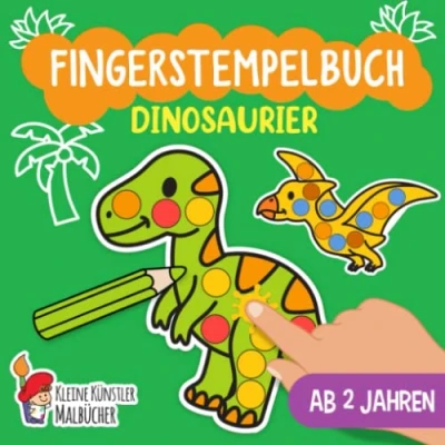 Abbildung von Fingerstempelbuch Ab 2 Jahren: Dinosaurier Fingerstempeln, Malen und Basteln! Das große Fingerstempel Buch für Kinder Bastelbuch Jungen Mädchen Fingerfarben Stempelbuch