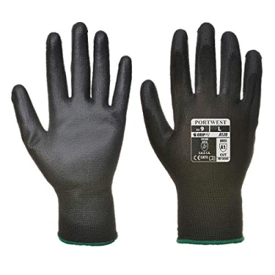 Abbildung von Portwest A120 atmungsaktiver PU Handflächenhandschuh, Schwarz, Medium