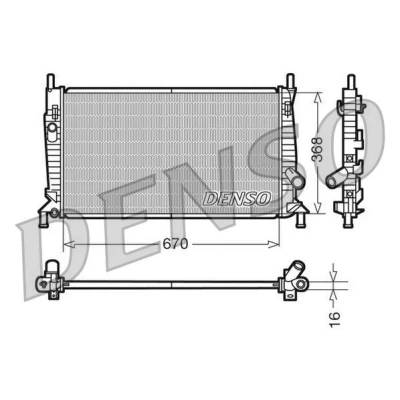 Abbildung von DENSO DRM10075 Kühler, Motorkühlung Aluminium 670 368 16 MAZDA: 5, 3 Hatchback, Limousine, VOLVO: V40 Kombi, V50, C30, FORD: Focus 2 Schrägheck