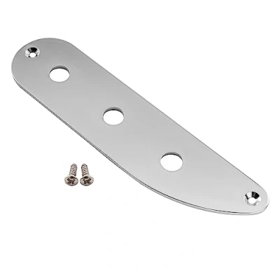 Abbildung von Musiclily Pro Stahl 3 Löcher Bass Kontrollplatte Control Plate für Vintage P Bass/Tele Style E Bass, Chrom