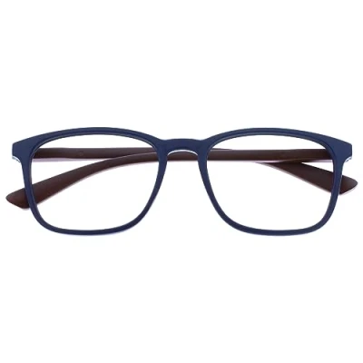 Abbildung von OPULIZE Max Lesebrille Klassische große rechteckige Fassung Brille in mattem Marineblau mit kastanienbraunen Bügeln Herren Damen R78 3 +3,00