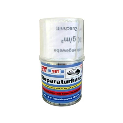 Abbildung von STC 250 g Reparaturharz Set inkl. Glasfasermatte Laminierharz Polyesterharz zur GFK Reparatur Auto