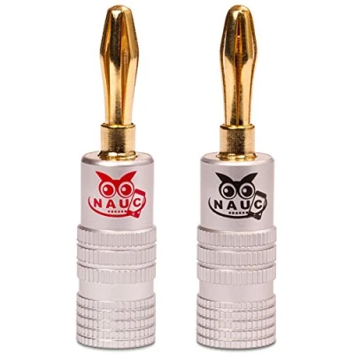 Abbildung von High End Bananenstecker vergoldet Bananas Banana Stecker Nauc Kabel bis 6mm² 24K schwarz rot, Stückzahl:8 Stück