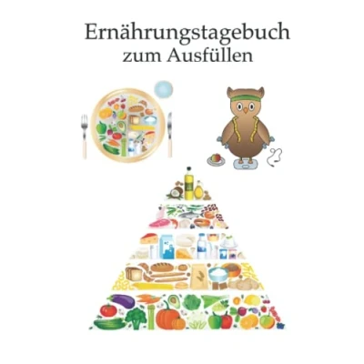Abbildung von Ernährungstagebuch zum Ausfüllen: Diättagebuch für Frauen und Männer Abnehmen Aufschreiben der täglichen Kalorien