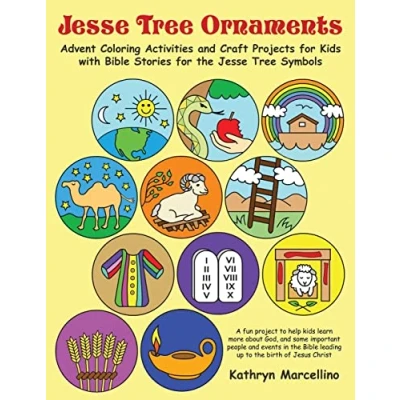 Abbildung von Jesse Tree Ornaments: Advent Coloring Activities and Craft Projects for Kids with Bible Stories the Symbols