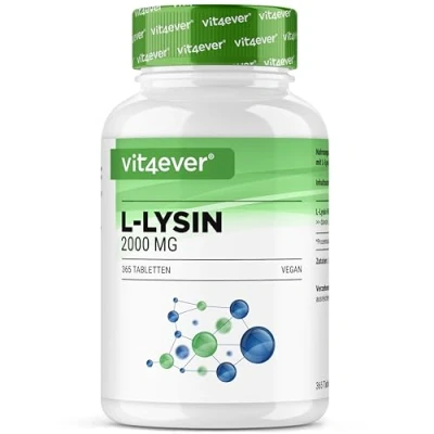 Abbildung von L Lysin 365 Tabletten Hochdosiert mit 2000 mg HCL pro Tag Aus pflanzlicher Fermentation Ohne unerwünschte Zusätze Vegan