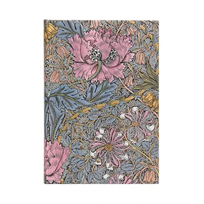 Abbildung von Morris Pink Honeysuckle (William Morris) Midi Unlined Hardcover Journal: Hardcover, 120 gsm, ribbon marker, memento pouch, elastic closure, book edge printing