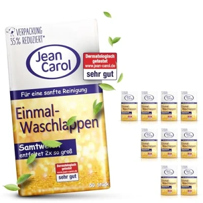 Abbildung von Jean Carol Samtweich Waschlappen Vorteilspack (10 x 50 Stück) trockene Tücher für die Pflege zuhause und unterwegs