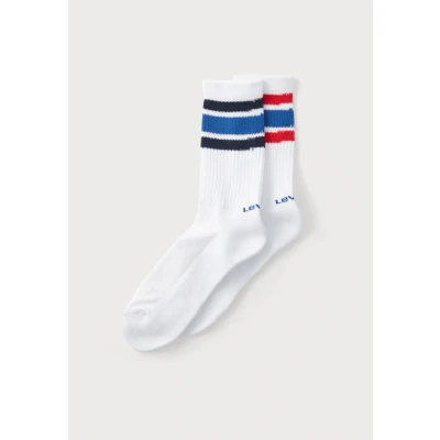 Abbildung von Levi&#039;s REG CUT Sport 2 PACK Socken, Herren, Größe: 39 42, White / blue red