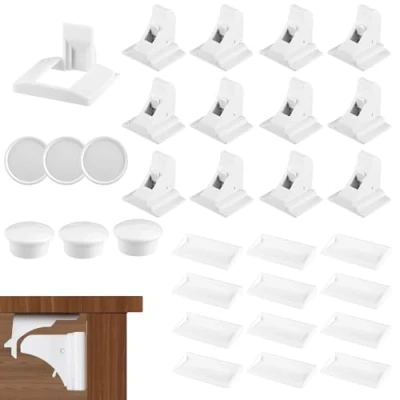Abbildung von Kindersicherung Schrank, 12stk mit 3stk Schlüssel, Schubladen, Magnet Magnetische Kindersicherung, schubladensicherung baby, Weiß