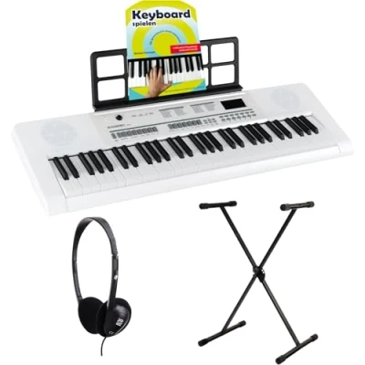 Abbildung von McGrey Home Keyboard 6170 Akku 61 Tasten mit integriertem (Spar Set, inkl. X Ständer, Kopfhörer &amp; Keyboardschule), MP3 Player via USB Stick Begleitautomatik Lernfunktion