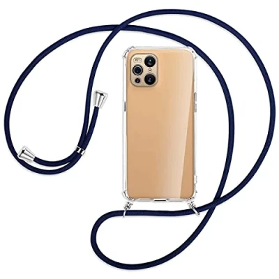 Abbildung von mtb more energy® Handykette kompatibel mit Oppo Find X3 Pro (6.7&#039;&#039;) dunkelblau Smartphone Hülle zum Umhängen Anti Shock Full TPU Case