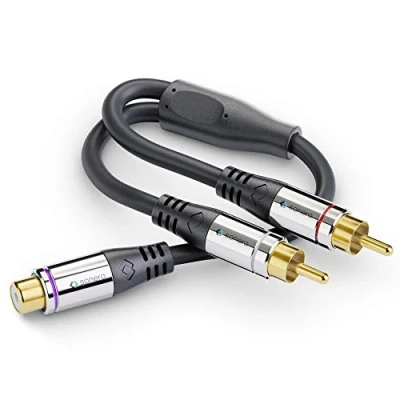 Abbildung von sonero® Premium Subwoofer Audio Adapter, 0,20m, 2x Cinch Stecker auf Buchse, schwarz