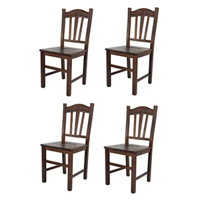 Abbildung von t m c s Tommychairs 4er Set Stühle Silvana für Küche und Esszimmer, Robuste Struktur aus Buchenholz, in der Farbe Dunkles Nussbraun lackiert Sitzfläche Holz