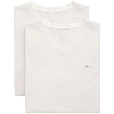 Abbildung von Gant Unterziehshirt V NECK T SHIRT 2 PACK (Packung, St., 2er) mit Markenlabel auf der Brust