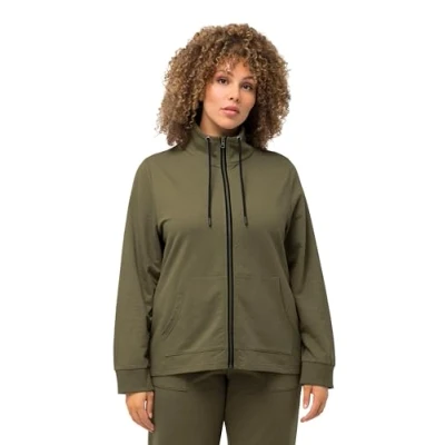 Abbildung von Ulla Popken COL Montant ET Poche Kangourou Sweatjacke, Damen, Größe: 54/56, Vert loden