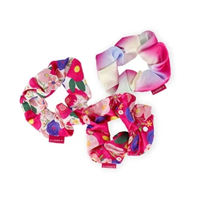 Abbildung von Legami Set von 3 Hair Scrunchies We Are, Haarband, Bungee Riemen mit Satin Effekt Stoff, Flowers Thema, Beauty