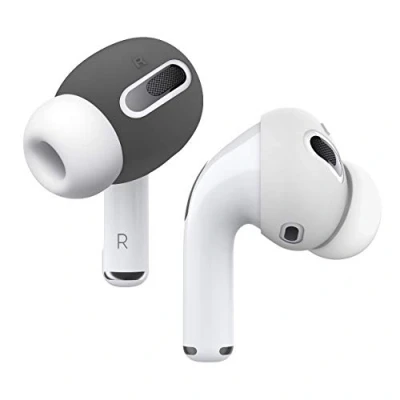 Abbildung von elago AirPods Pro Ear Tips Ohrstöpsel Abdeckung Kompatibel mit Apple Ohrpolster [Passt ins Ladecase] (2 Paare von 2 Farben) (Dunkelgrau/Weiß)
