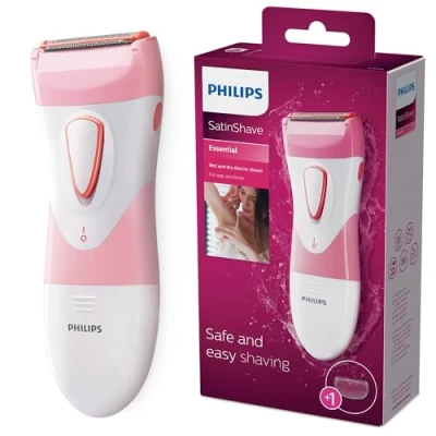 Abbildung von Philips SatinShave Essential HP6306 Damen Elektrorasierer für Beine, kabelloser Einsatz nass &amp; trocken