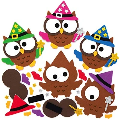 Abbildung von Baker Ross AX204 Kühlschrankmagnet Set mit Zauberer Eule, 8 Stück, Mix &amp; Match Halloween Basteln für Kinder, Kunstaktivitäten