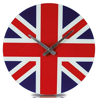 Abbildung von Glas Wanduhr Union Jack England 40 cm