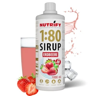Abbildung von Neu NUTRIFY Vital Fitness Drink 1:80 Sirup 1 L Erdbeere, Getränkekonzentrat mit Vitaminen und Carnitin zuckerfrei ergibt 80 Liter Sportgetränk kalorienarm, 1000 ml…