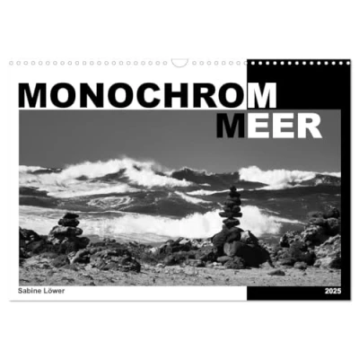 Abbildung von Monochrom Meer (Wandkalender 2025 DIN A3 quer), CALVENDO Monatskalender