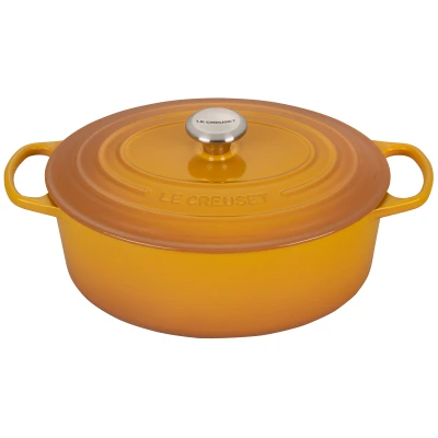 Abbildung von Le Creuset Signature Gusseisen Bräter mit Deckel, Ø 31 cm, Oval, Für alle Herdarten und Induktion geeignet, Volumen: 6,3 l, 5,705 kg, Nectar, 21178316724430