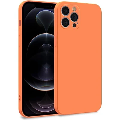Abbildung von MyGadget Hülle kompatibel mit iPhone 12 Pro Zweilagige Handyhülle Kameraschutz Cover Innenfutter &amp; Silikon außen Orange