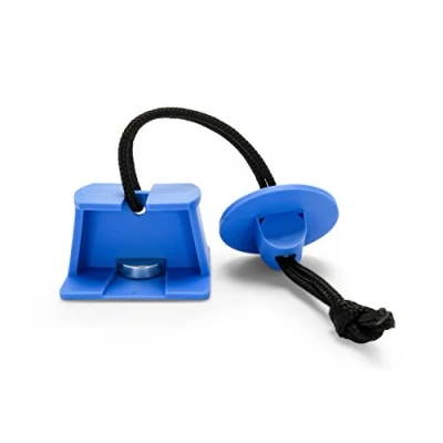 Abbildung von Camco Verstellbarer universeller magnetischer Wohnmobil Kühlschrank Türhalter mit Kordelzug, Blau