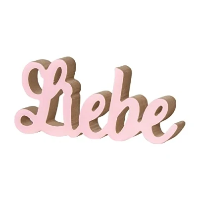 Abbildung von levandeo Schriftzug Liebe L20cm Pastell Rosa Holz Tischdeko Deko Aufsteller Buchstaben Wohndeko