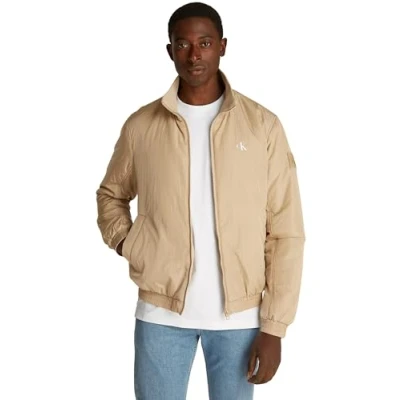 Abbildung von Calvin Klein Jeans Padded Harrington Übergangsjacke, Herren, Größe: Small, Travertine