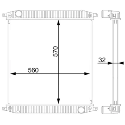 Abbildung von MAHLE ORIGINAL CR 703 000S Kühler, Motorkühlung 570 560 32 Kühlrippen gelötet