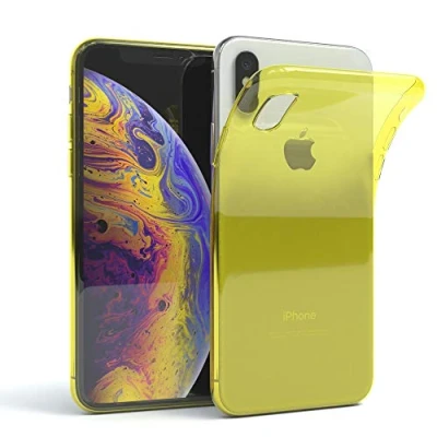 Abbildung von EAZY CASE Hülle kompatibel mit iPhone X/XS Schutzhülle Silikon, Ultra dünn, Slimcover, Handyhülle, Silikonhülle, Backcover, Durchsichtig, Klar Gelb