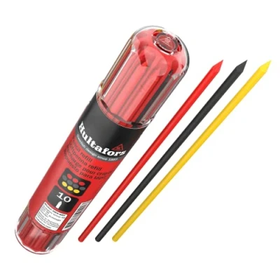 Abbildung von Bullet Marker Trockenminen Packung mit 4 Graphitmarkern und 6 Kreiden (rot+gelb) Hultafors 650120