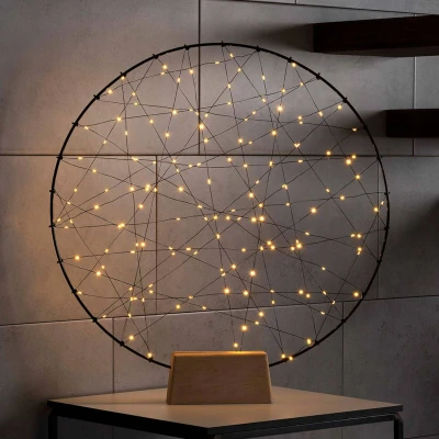 Abbildung von Kunstbaum LED Metallleuchter Ring in Schwarz und Braun 3,2W 2,4lm, KONSTSMIDE, Höhe 64 cm, Weihnachtsdeko
