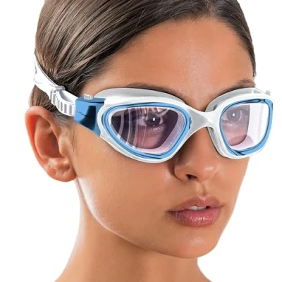 Abbildung von AqtivAqua Schwimmbrille DX — Weites Sichtfeld, UV Schutz, Anti Beschlag, Auslaufsicher, Geeignet für Innen und Außenbeleuchtung mit Anpassbarem Silikonband Erwachsene Jugendliche