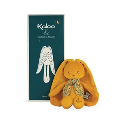 Abbildung von KALOO Lapinoo Pantin Lapin Baby Plüsch Jersey und Strick 25 cm Farbe Ocker Sehr weiches Material Geschenkbox Ab Geburt, K969943