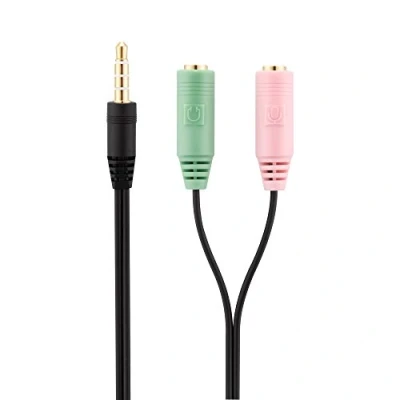 Abbildung von conecto CC20100 Adapter PC Kopfhörer &quot;2 mal Buchse an 4 poliger Stecker&quot;, 3,5 mm Schwarz