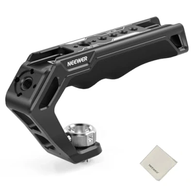 Abbildung von NEEWER Kamera Top Handle Griff mit 3/8&quot;, Komfort Silikon Handgriff 1/4&quot; 3/8&quot; Gewinde, Cold Shoes, Reinigungstuch Kompatibel SmallRig Handles Kamerakäfige Video Rigs, CA007